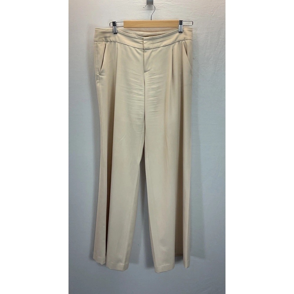 Alice + Olivia Employed Wide Leg Pleated Trousers Women's Size 14‎ Taupe Career